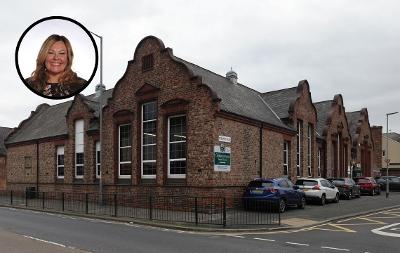 Oxbridge Lane Primary School with a headshot of Councillor Lisa Evans inlaid in one corner