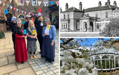 A grid image which shows two images of Preston Park Museum and an image of Museum staff getting ready for the celebrations