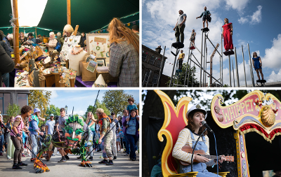 A grid image showing different acts and activities taking place at the upcoming Festival of Thrift in Billingham