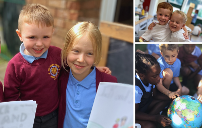 A grid image showing pictures of Holy Trinity Rosehill Primary School pupils