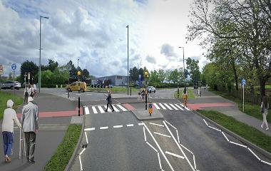 An artist's impression of the shared lane cycleways proposal for Durham Lane roundabout