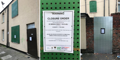 Image of Warning closure order notice on building