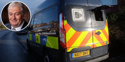 Image of an enforcement van with a speeding camera