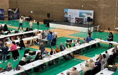 An image of the count hall at the Tees Valley Mayoral election