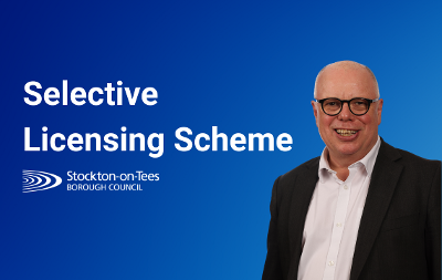 An image of Councillor Nigel Cooke. Text says "Selective Licensing scheme"