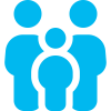 Light blue icon of a family