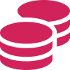 Pink icon of two stacks of coins