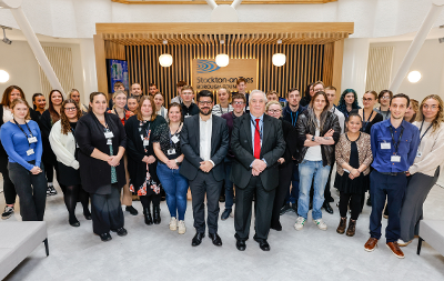 Council's new apprentices with Mike Greene and Cllr Bob Cook